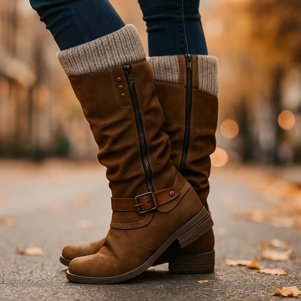 Dames Modieuze Hoge Laars Met Rits | Trendy Winterlaarzen