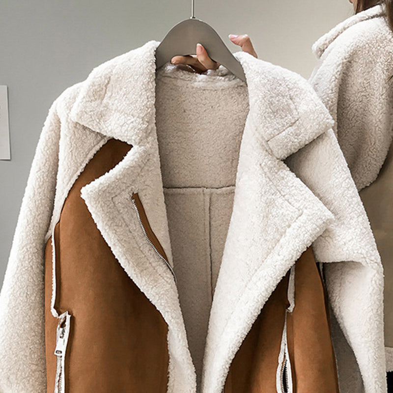 Moderne Teddy Mantel met Kraag voor Dames