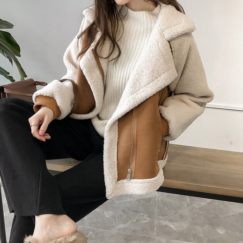 Moderne Teddy Mantel met Kraag voor Dames