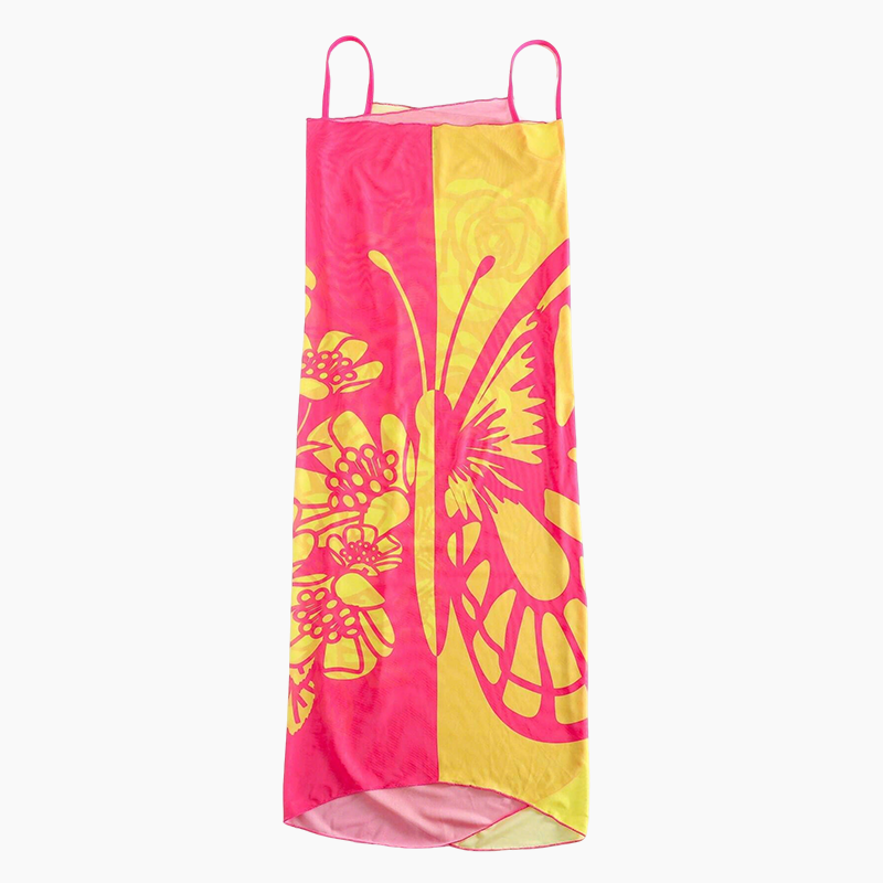 Strandjurk met Vlinderprint en V-Hals voor Dames