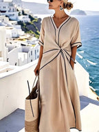 Robe longue rayée avec coupe ample pour femmes