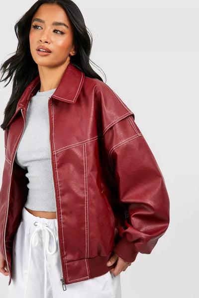 Oversized Leren Bomberjack | Casual en Stoer Look | Luxe en Comfortabel Design