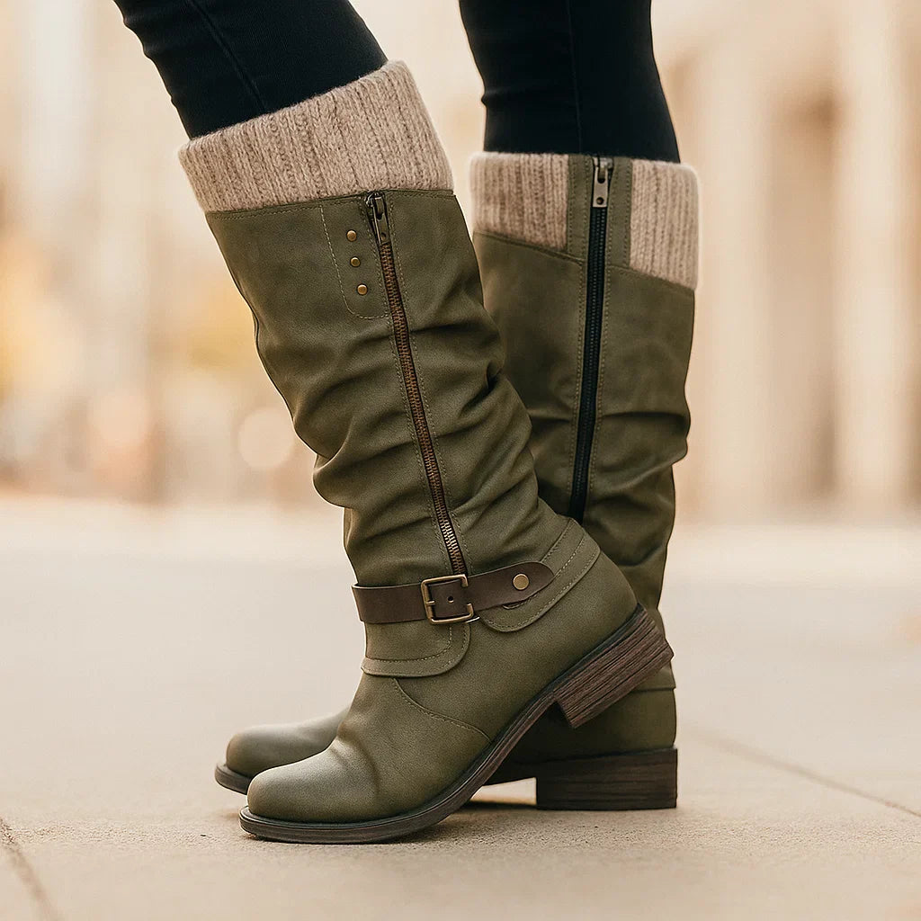 Dames Modieuze Hoge Laars Met Rits | Trendy Winterlaarzen