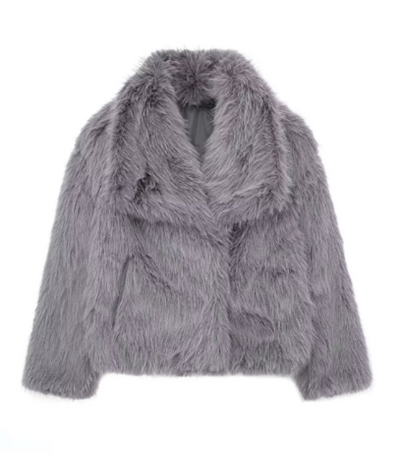 Dames Faux Fur Jas | Nepbont Jas met Brede Kraag en Cropped Pasvorm