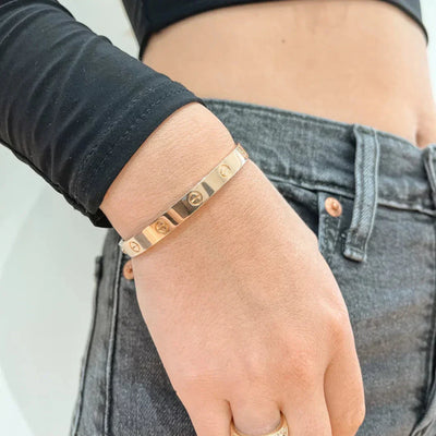 Dames Armband | Luxe Stalen Armband met Schroefdetail