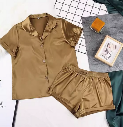 Sara | Tropische Zijden Satijnen Pyjama Set