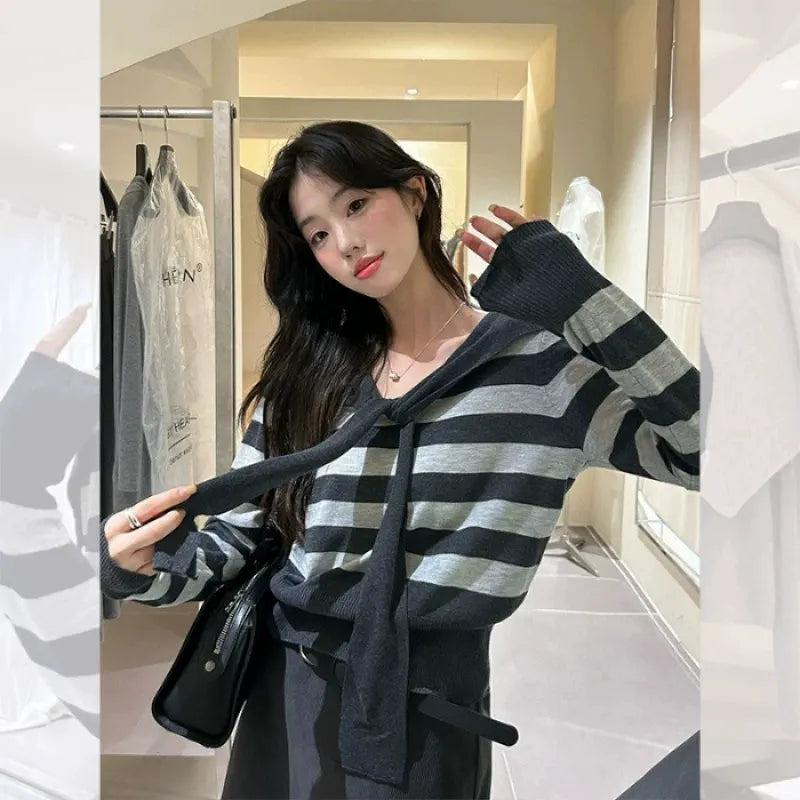 Pull femme avec détail col châle | Haut tricoté à la mode