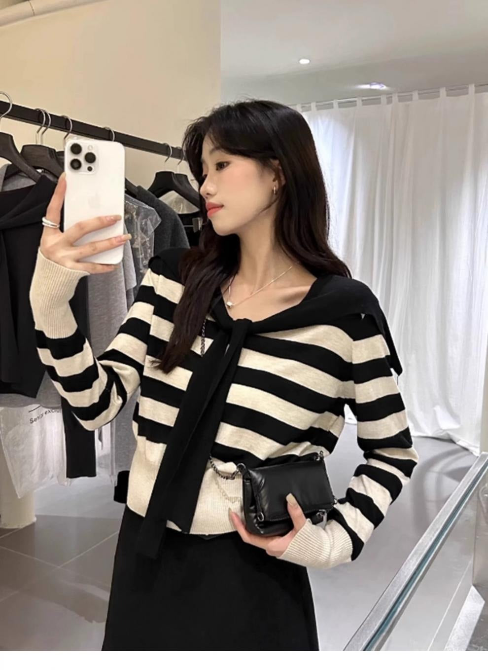 Pull femme avec détail col châle | Haut tricoté à la mode