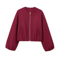 Dames retro bomberjack met ronde hals en zachte stof