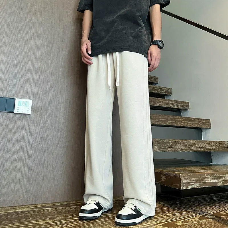 Rechte gebreide joggingbroek voor heren, sportief casual