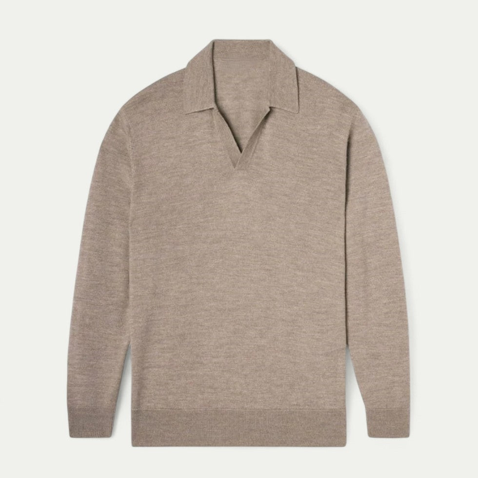 Old Money Stijl Katoenmix Polo met V-hals voor Heren