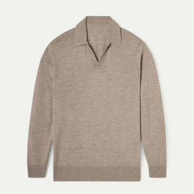 Old Money Stijl Katoenmix Polo met V-hals voor Heren