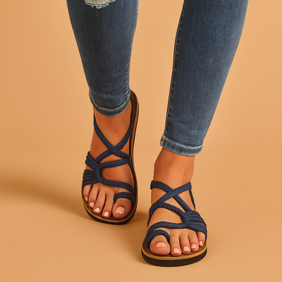 Strand­sandalen met Bandjes en Sleehak voor Dames