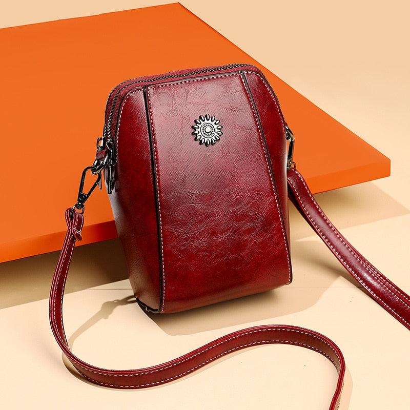 Dames Crossbody Tas | Compacte Leren Schoudertas met Rits