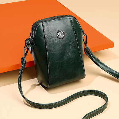 Dames Crossbody Tas | Compacte Leren Schoudertas met Rits