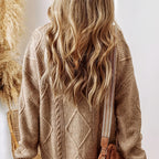 Robe pull tricotée pour dames | Pull oversize avec motif torsadé
