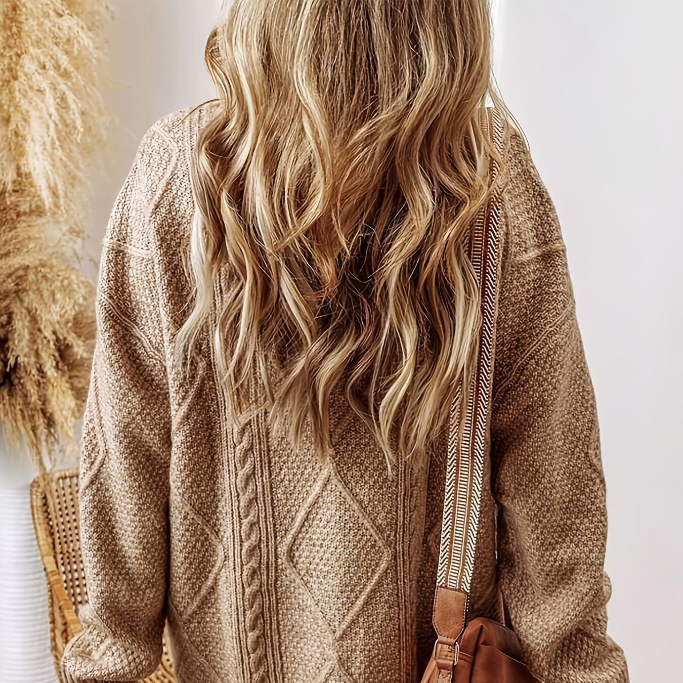 Dames Gebreide Sweaterjurk | Oversized Trui met Kabelpatroon