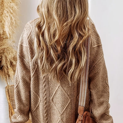 Dames Gebreide Sweaterjurk | Oversized Trui met Kabelpatroon