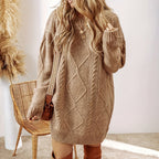 Robe pull tricotée pour dames | Pull oversize avec motif torsadé