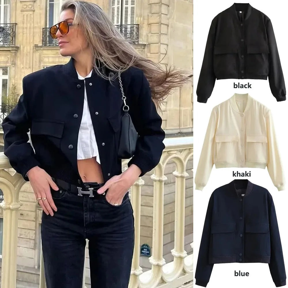 Veste bomber à manches longues pour femmes