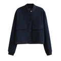 Cropped Bomberjack | Crèmewit met Geribde Boorden