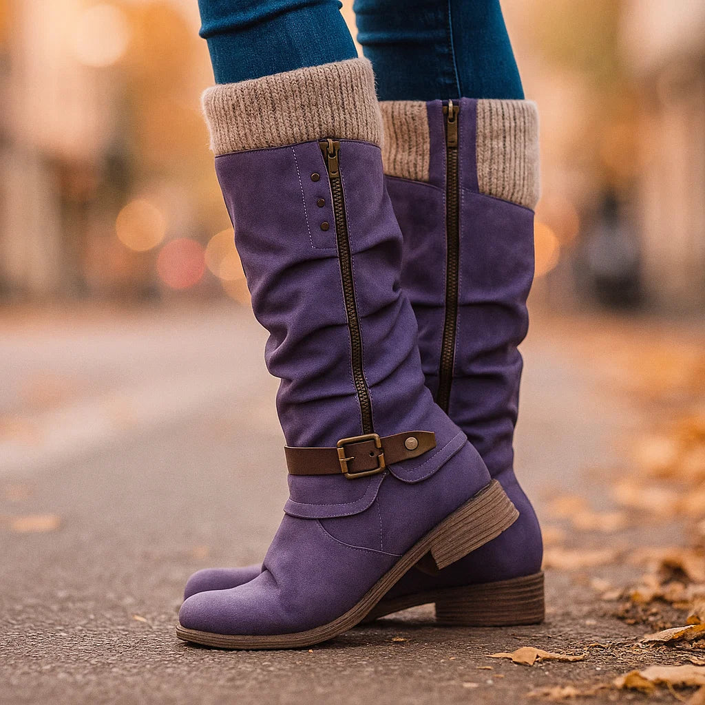 Dames Modieuze Hoge Laars Met Rits | Trendy Winterlaarzen