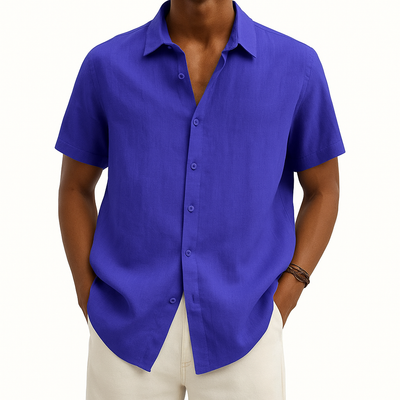 Heren casual overhemd met korte mouwen en knoopsluiting
