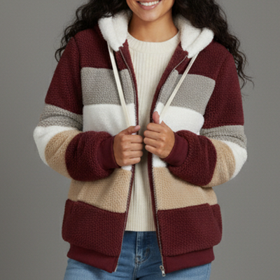 Damska miękka ciepła bluza z kapturem | Modna kurtka zimowa