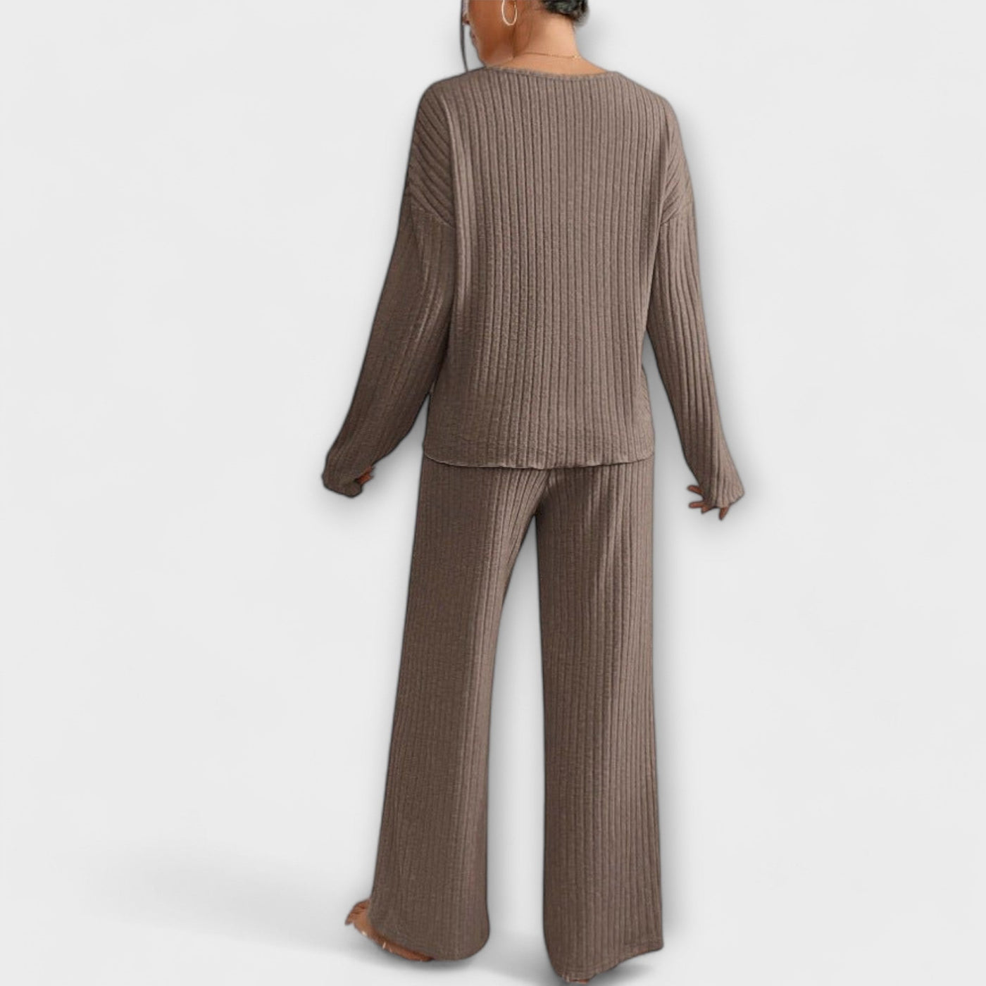 Casual dames loungepak met ribbeltextuur