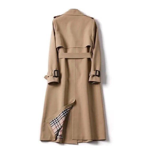 Dames Trenchcoat Lang | Stijlvolle Jas met Klassieke Voering