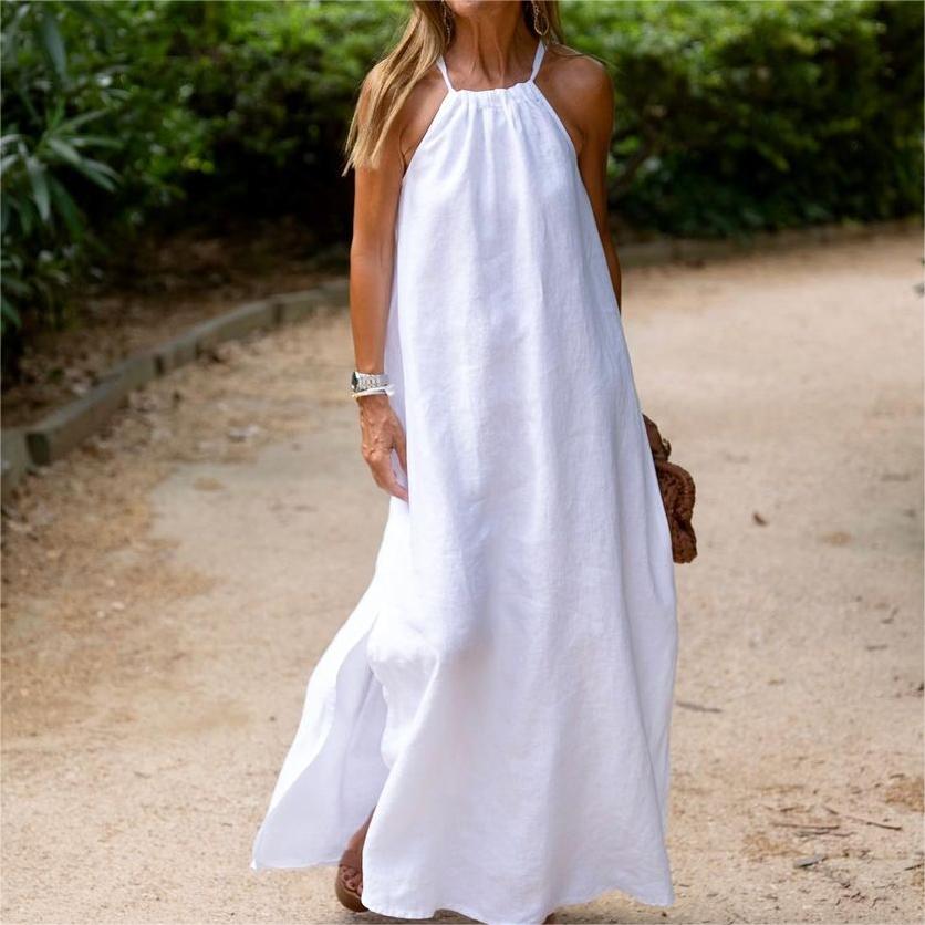 Robe femme avec dos ouvert et fente