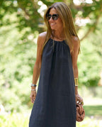 Robe femme avec dos ouvert et fente