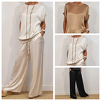 Luxe 2-Delige Satijnen Set | Top & Wijde Broek
