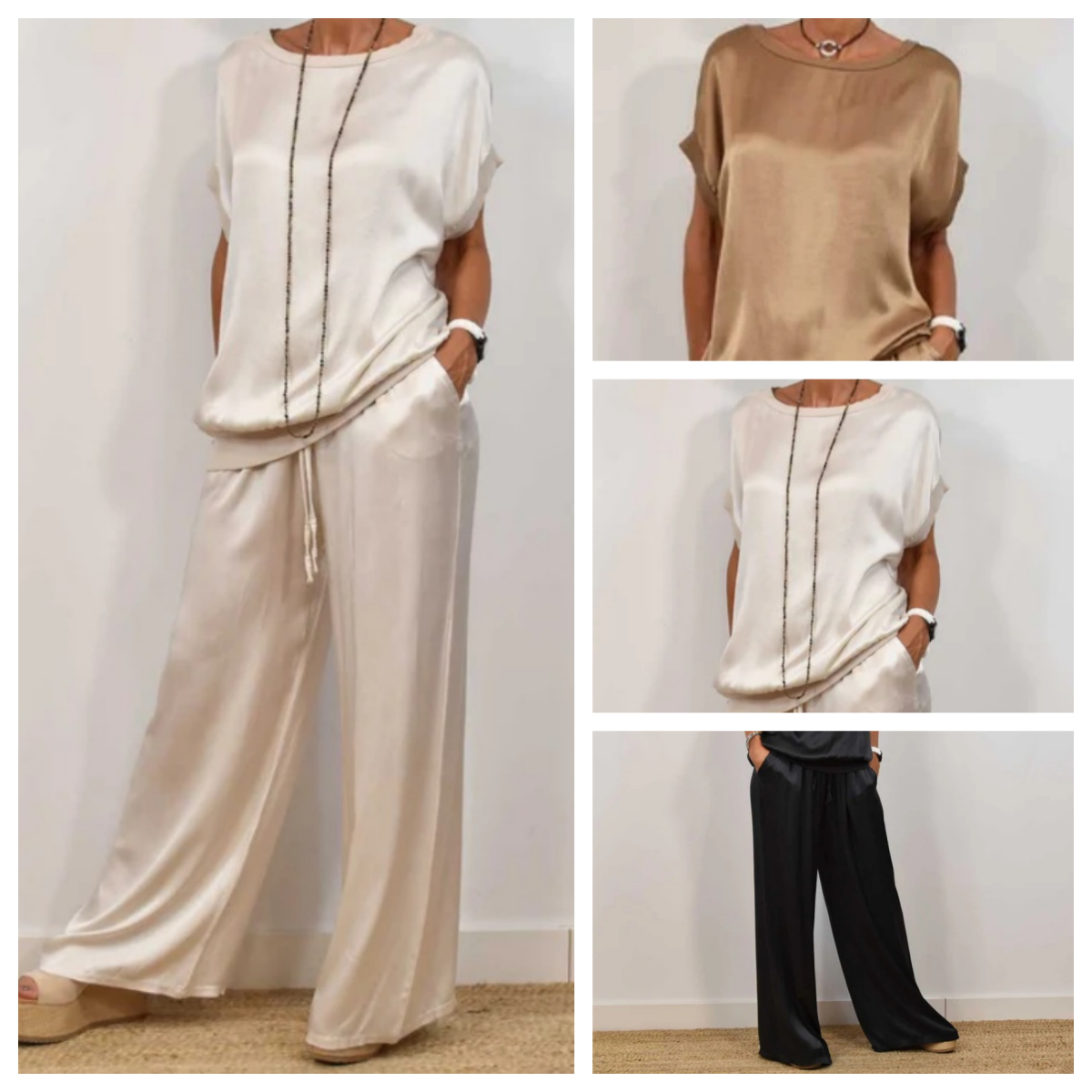 Luxe 2-Delige Satijnen Set | Top & Wijde Broek