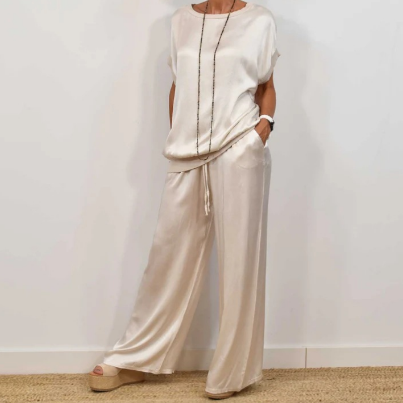 Ensemble Satiné Luxe 2 Pièces | Haut & Pantalon Large
