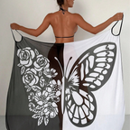 Robe de plage avec imprimé papillon et col en V pour femmes