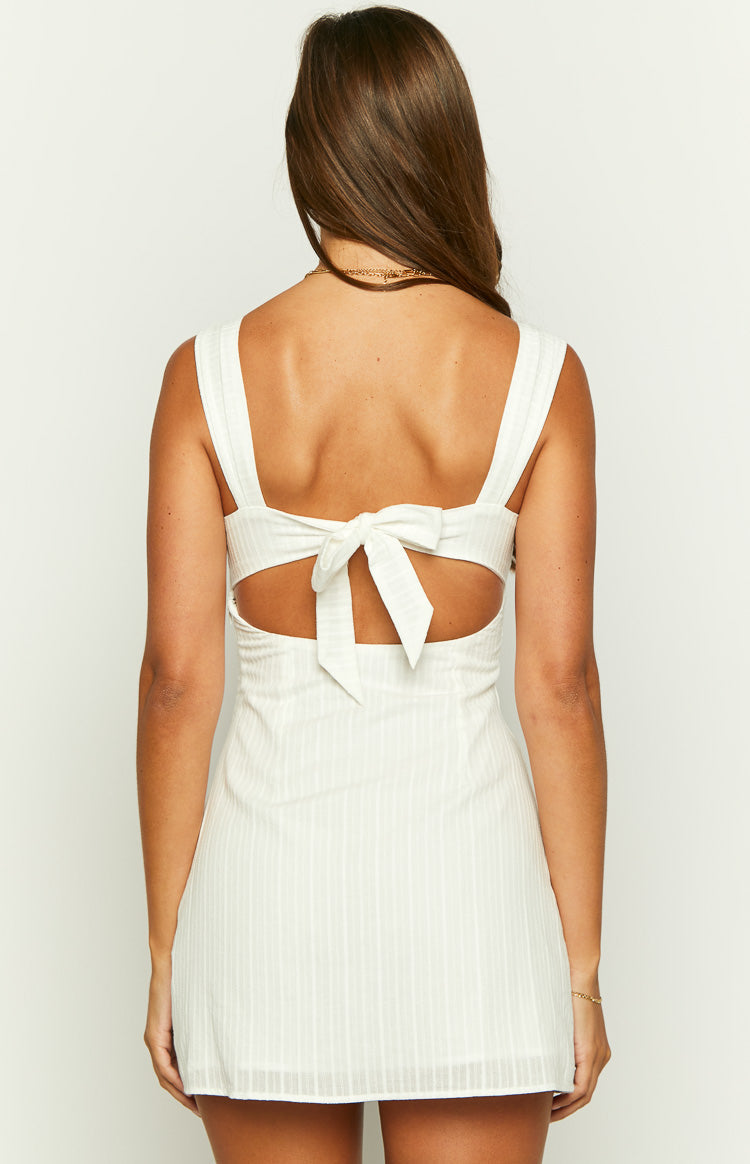 Taylor White Tie Back Mini Jurk