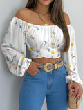 Off-Shoulder Crop Top met Ballonmouwen